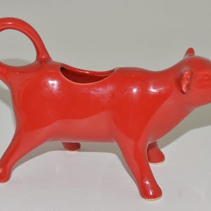 Vintage Red Ceramic Cow Creamer,  Porcelain Cow Creamer,  Figural Cow Creamer, Country Kitchen Kitsch, Cow Theme Kitchen Decor