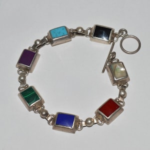 Sterling Silver Mexican Onyx Bracelet - Etsy