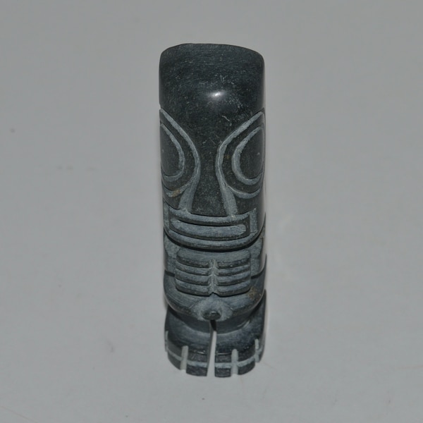 Alaska Stone Idol, Tiki Style Stone Statue, Northwestern Carving,  Native Type Stone Figurine,  Pocket Totem, Good Luck Gift