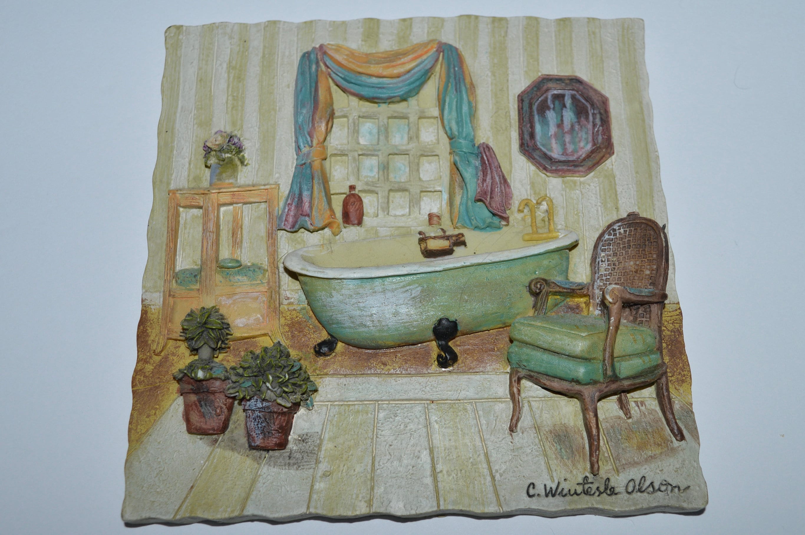C Winterle Olson Bathroom Art 3D Textured Tile Art Bathtub