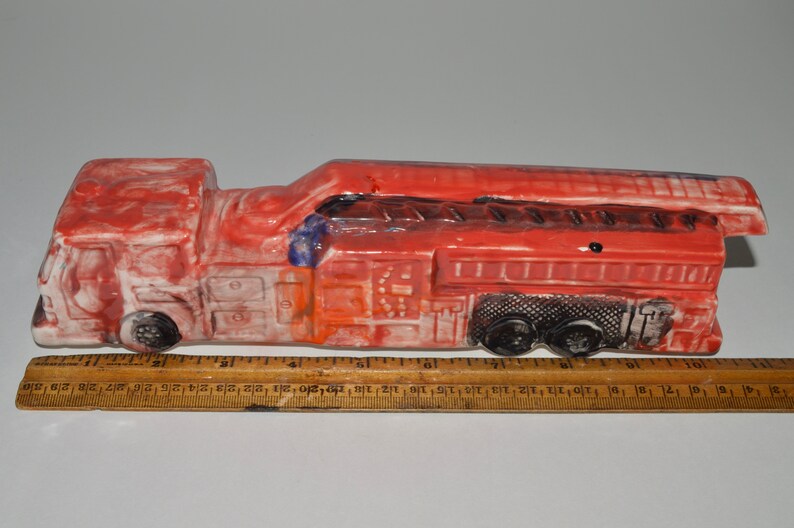 Fire Engine Figurine Red Fire Ladder Truck Firefighter Gift - Etsy