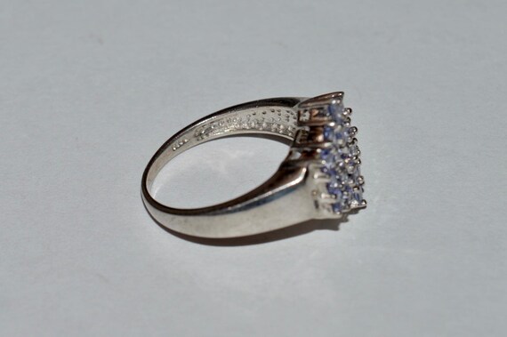 Sterling Tanzanite Cluster Ring, Hexagonal Cockta… - image 2