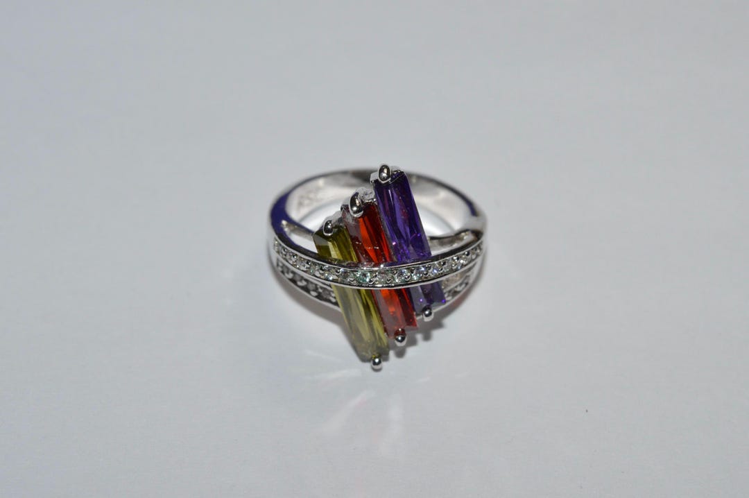 Multi Stone Ring, Designer Fashion Ring Signed RSC RS Covenant ...