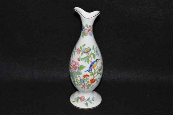 Aynsley Pembroke Floral Vase White Porcelain Bud Vase Blue Etsy