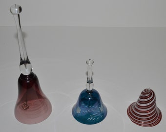 Vintage Glass Bells, Blue Glass Bell, Murano Art Glass Bell, Tall Purple Glass Bell, Collectible Bell Glass Gift, Bell Decoration CHOICE