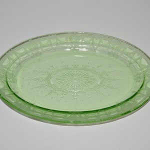 Anchor Hocking Cameo Depression Glass Oval Plate, Ballerina Cameo by Anchor Hocking Glass, Uranium Glass Plate, Glows Under UV Blacklight