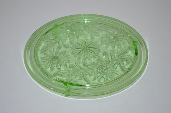 Jeanette Glass Cake Platter, Jeanette Depression Glass, Glass