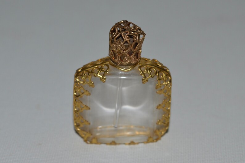 Needlepoint Perfume Bottle Gold Filigree Frame Cross Stitch Etsy