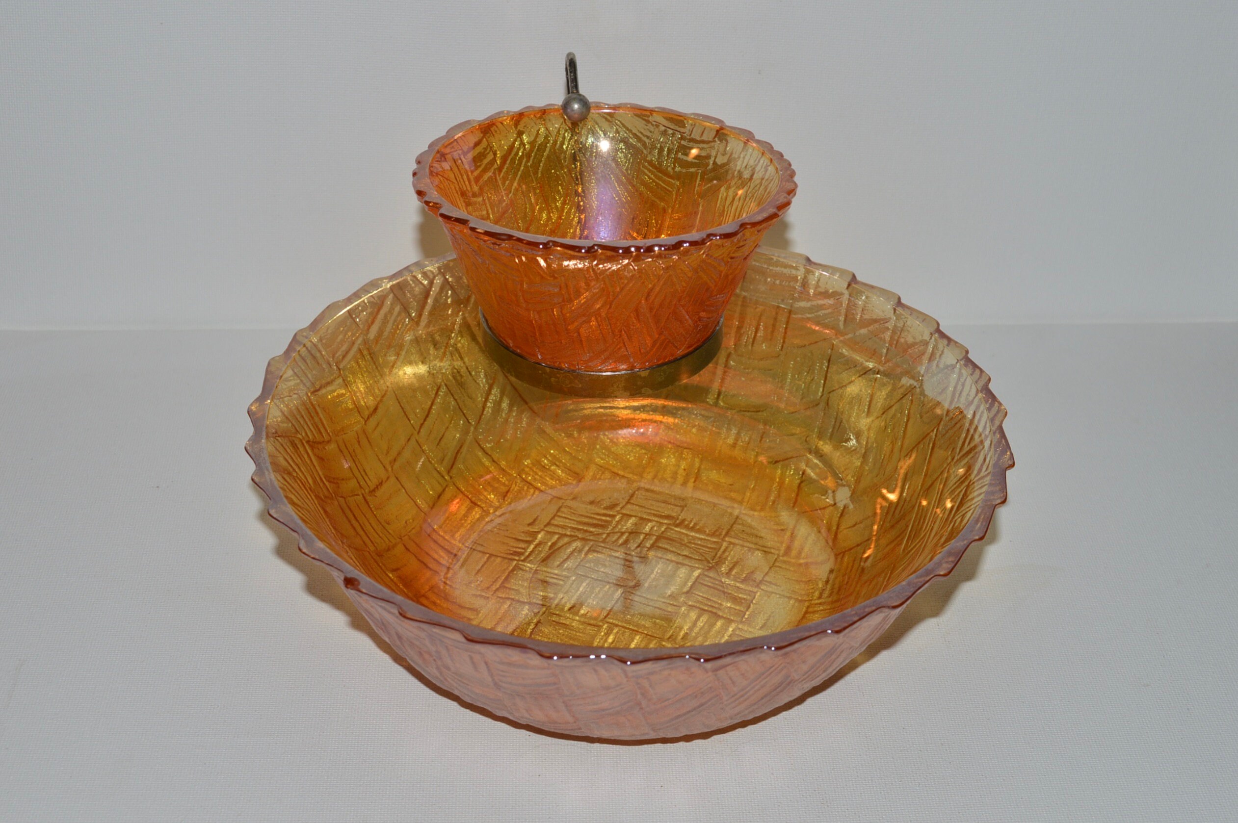 Amber Glass Chip and Dip Set Vintage Indiana Glass 1950s Etsy