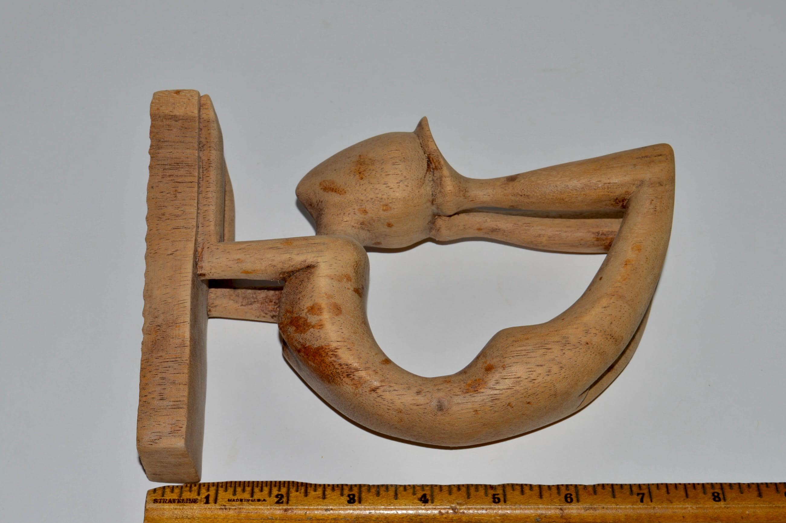 Vintage Wooden Gymnast Sculpture, Sugar Wood Folk Art Carving, Rustic ...