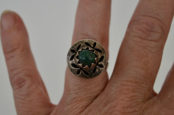 Taxco Mexico Ring, Mexico Sterling Silver, Green … - image 1