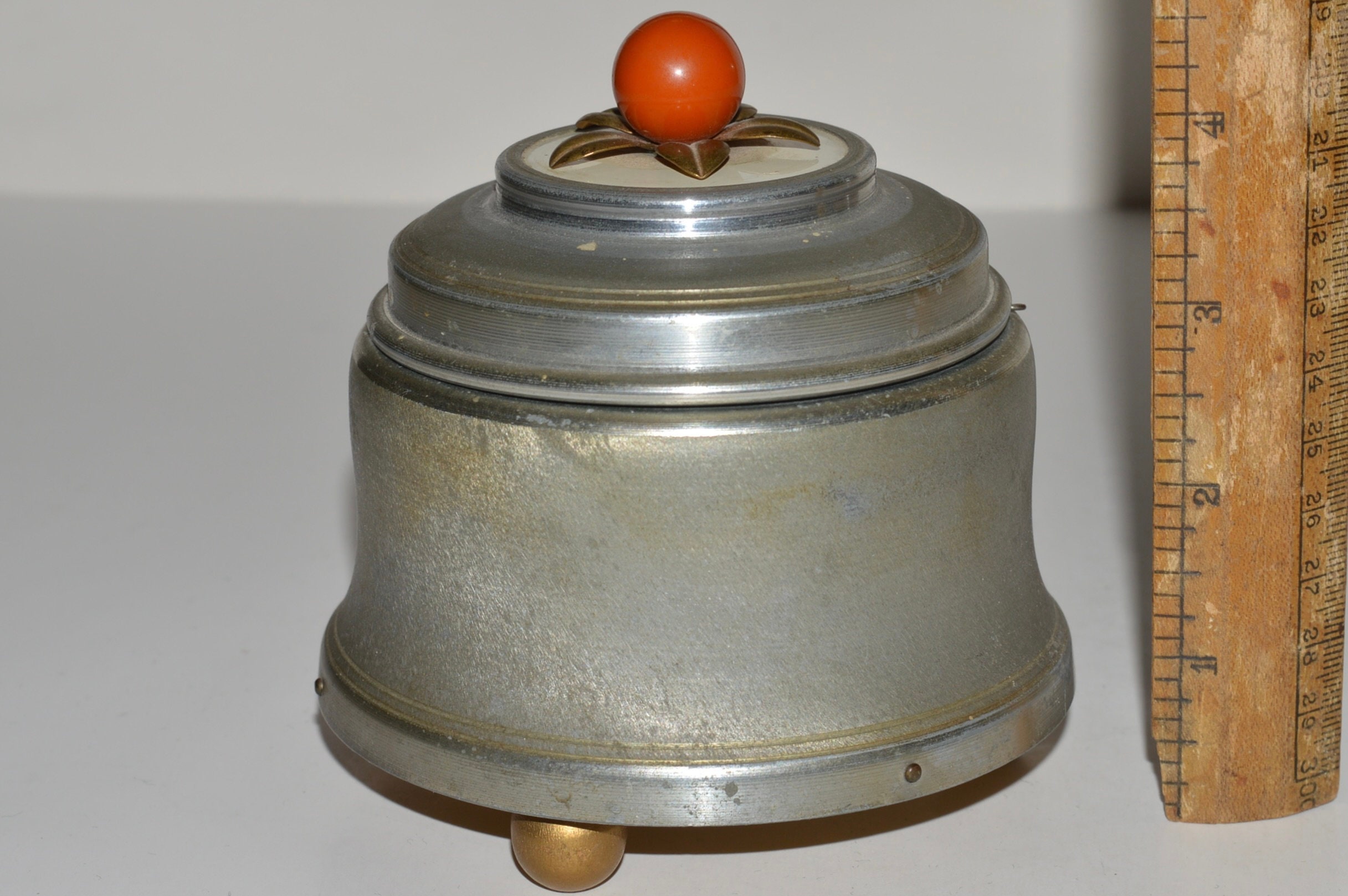 Powder Music Box Vintage Switzerland Powder Puff Music Box, 1940s Collectible Music Box ...