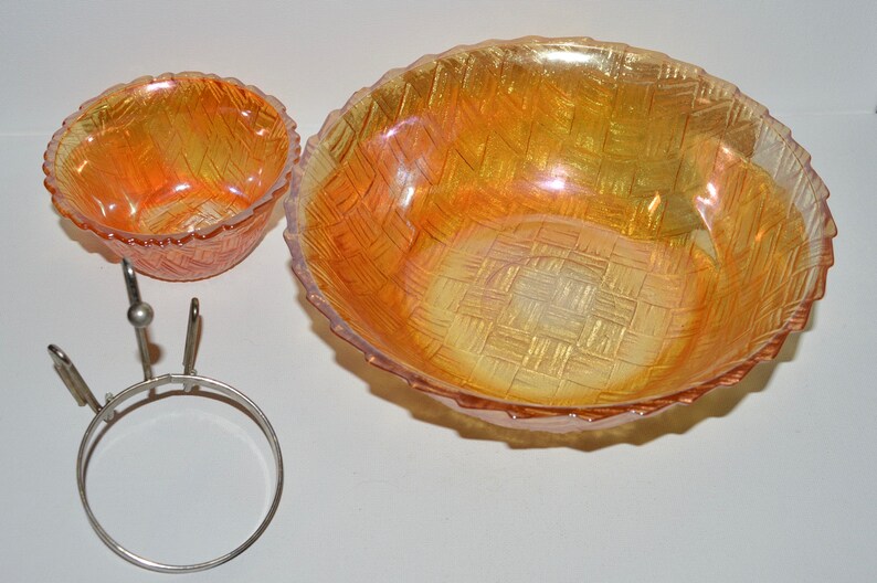 Amber Glass Chip and Dip Set Vintage Indiana Glass 1950s Etsy