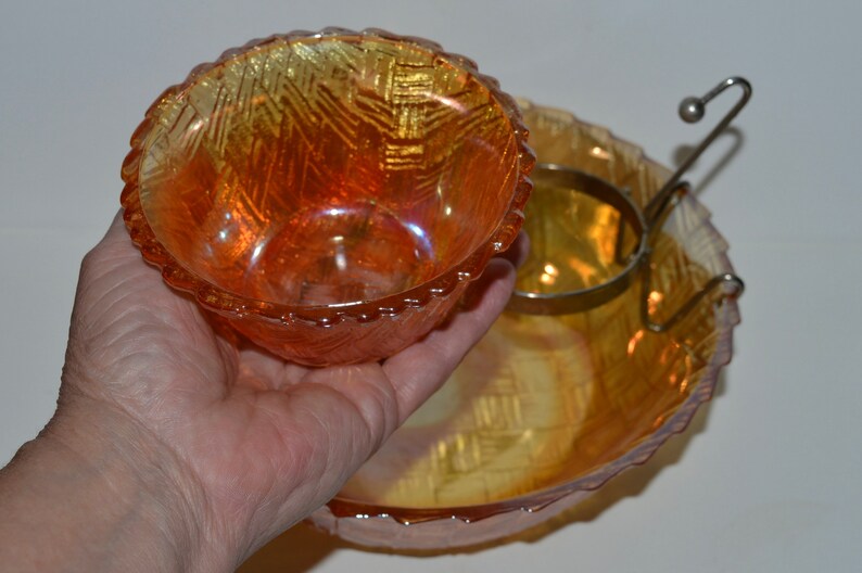 Amber Glass Chip and Dip Set Vintage Indiana Glass 1950s Etsy