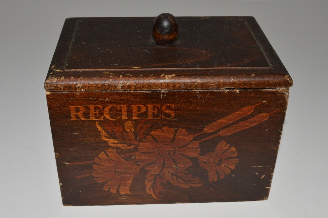 Vintage Wooden Recipe Box Rustic Kitchen Recipe Box Etsy