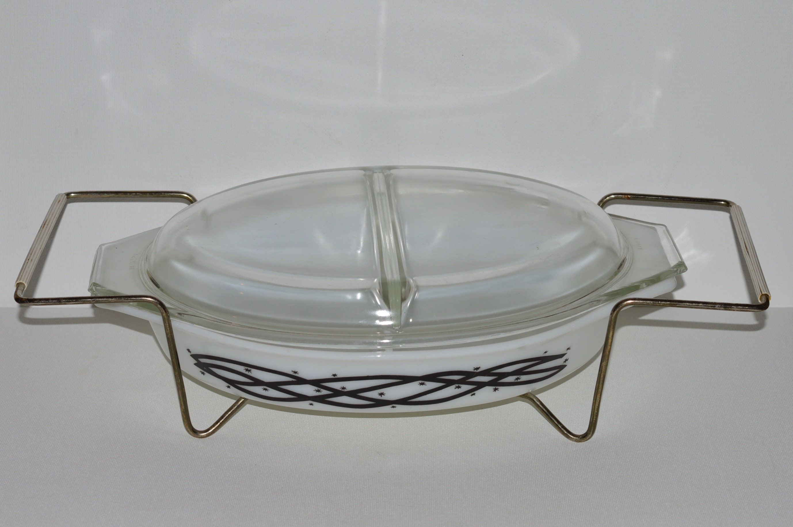 Pyrex Barbed Wire Divided Casserole Dish 1950s Pyrex Etsy
