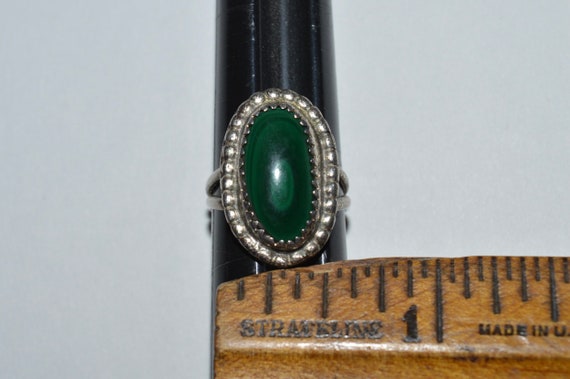 Sterling Malachite Ring, Chunky Silver Ring w Gre… - image 9