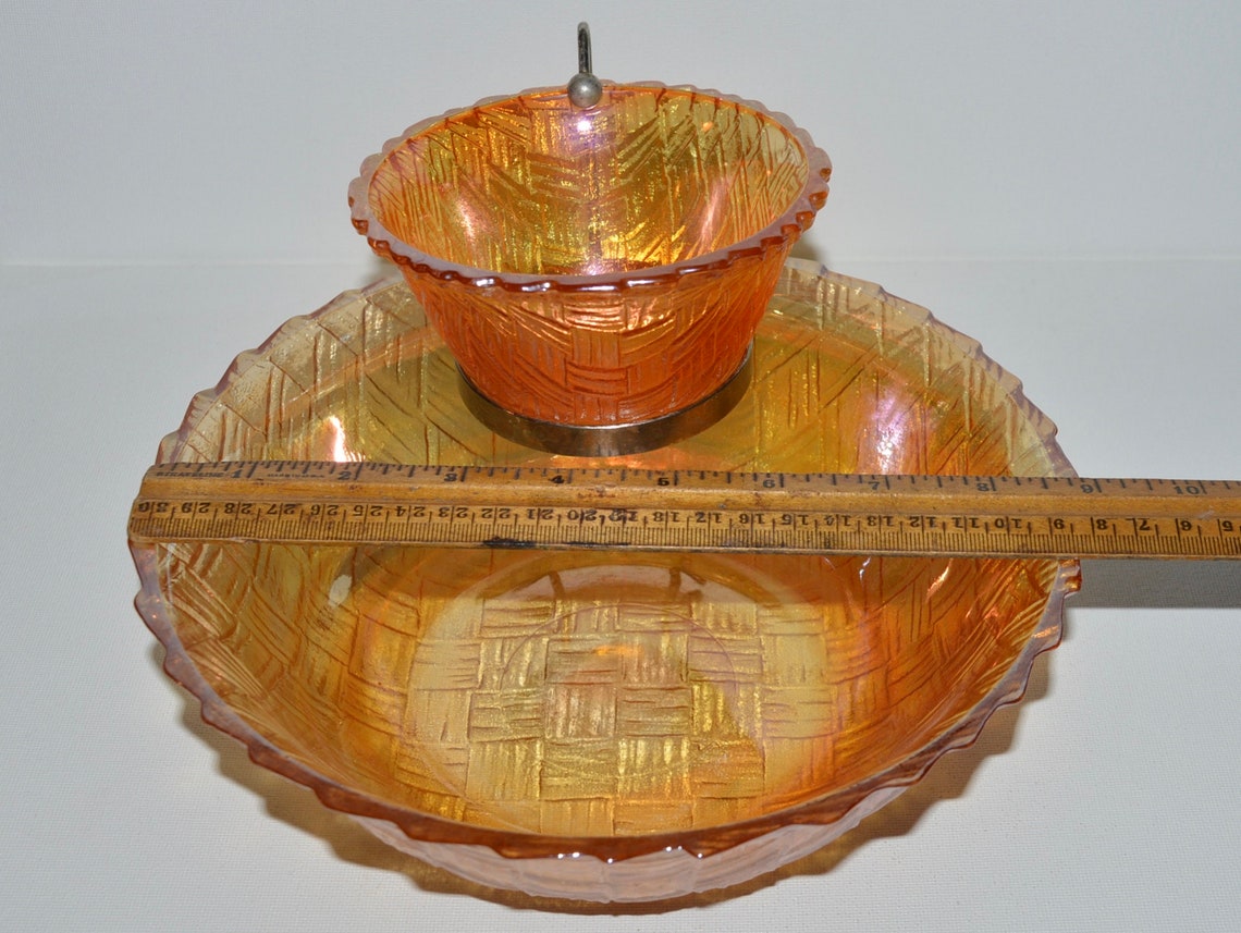Amber Glass Chip and Dip Set Vintage Indiana Glass 1950s Etsy