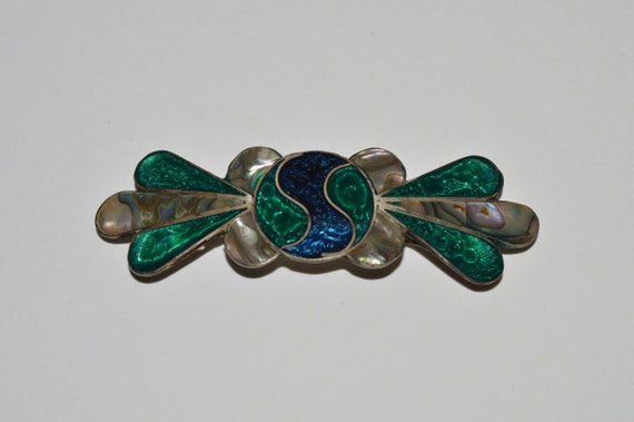 Vintage Alpaca Abalone Shell Inlay Hair Barrette s-l400.jpg main image 3