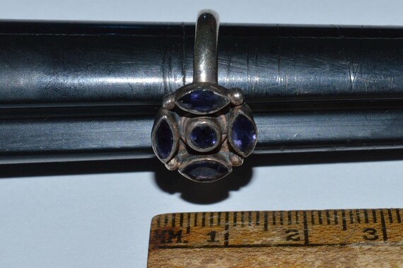 Multi Stone Ring, Dark Blue Violet Gemstone Conve… - image 10