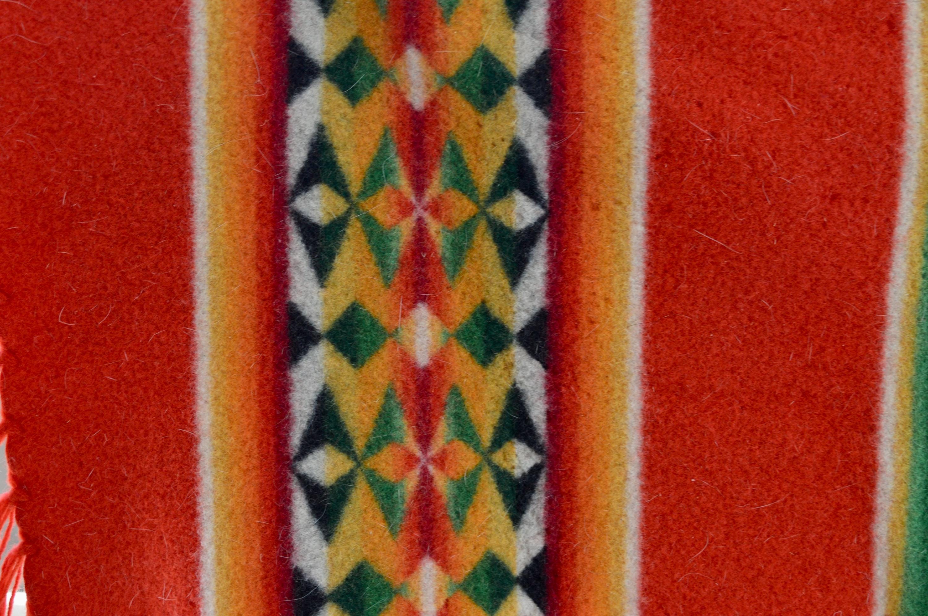 Vintage Pendleton Beaver State Wool Rug or Throw, Red Green Yellow