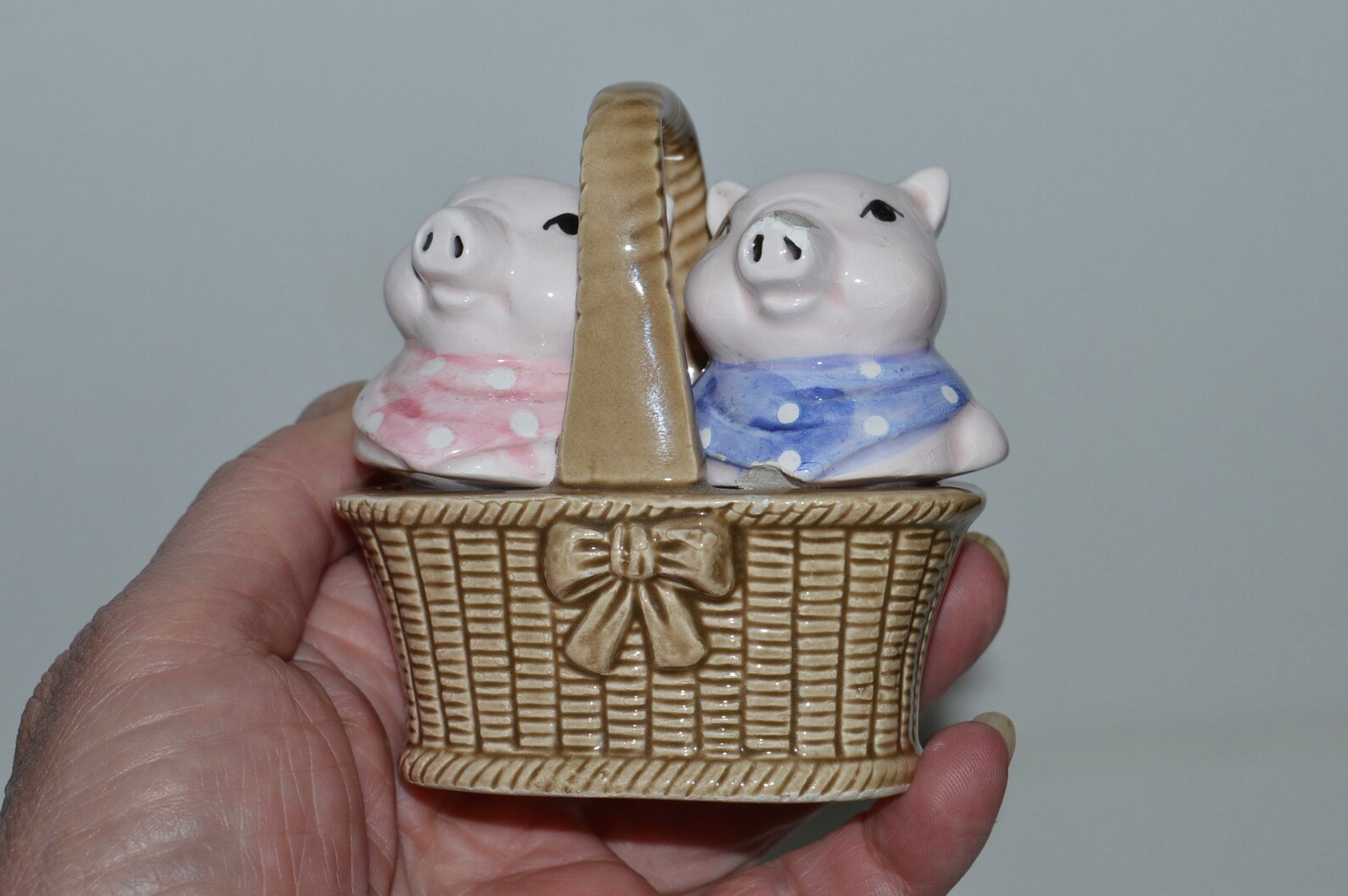 Pigs in Basket Salt and Pepper Set Piggies Salt and Pepper Etsy