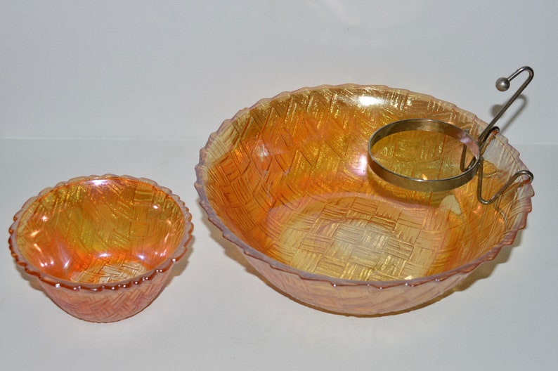 Amber Glass Chip and Dip Set Vintage Indiana Glass 1950s Etsy