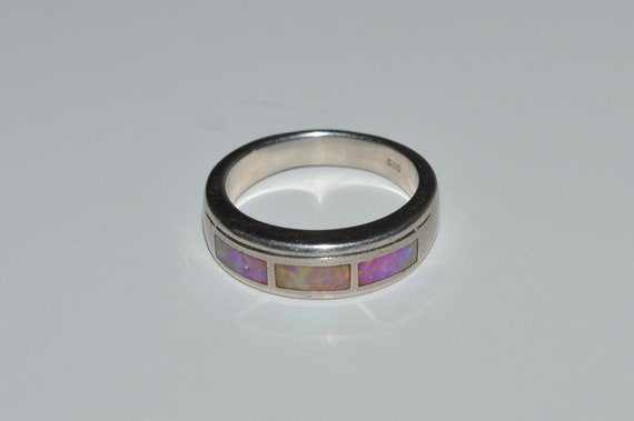 Opal Inlay Multi Stone Silver Ring, Opal Modernis… - image 2