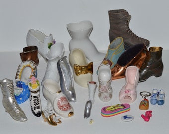Miniature Shoes, Shoe Collection, Tiny Shoes, Shoe Figurines, Shoe Souvenirs, Shoe Collectibles, Shoe Ornaments, Junk Lot, Mini Shoe Lot 6