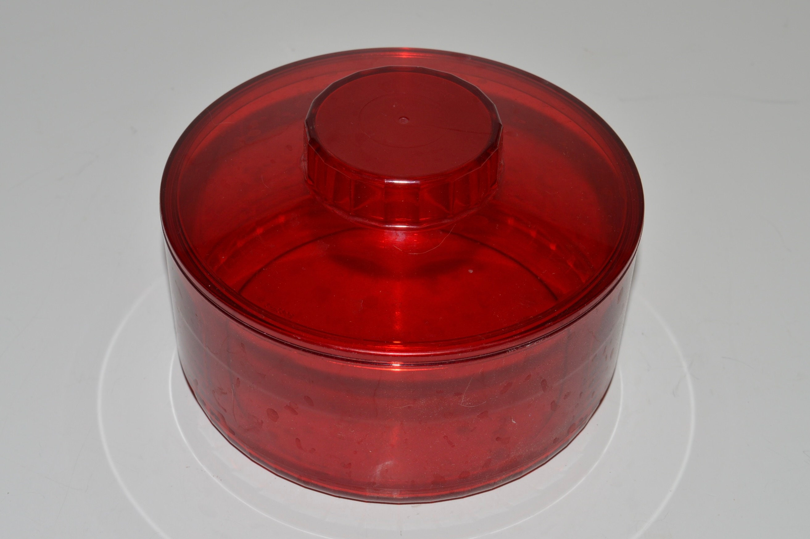 Vintage Red Tupperware Preludio Cranberry Acrylic Candy Dish