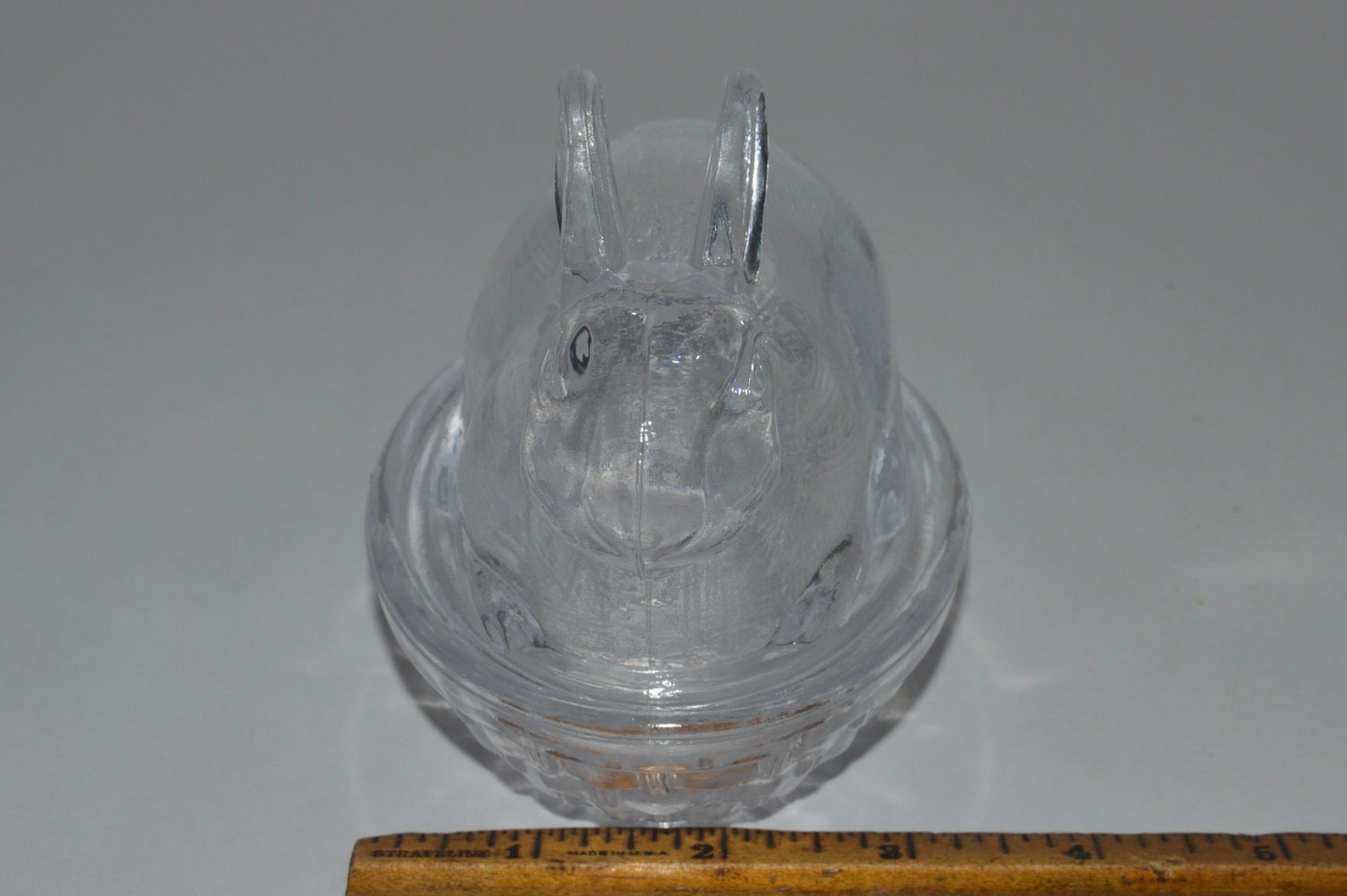 Vintage Clear Glass Bunny on Nest Bunny Basket Trinket Dish Etsy