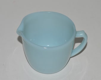 Vintage Fire King Delphite Blue Glass Creamer, 1950s Collectible Glass Pitcher from Fire King, Beautiful Sky Blue Milk Glass Cream Server