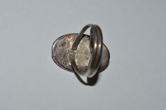 Sterling Malachite Ring, Chunky Silver Ring w Gre… - image 5