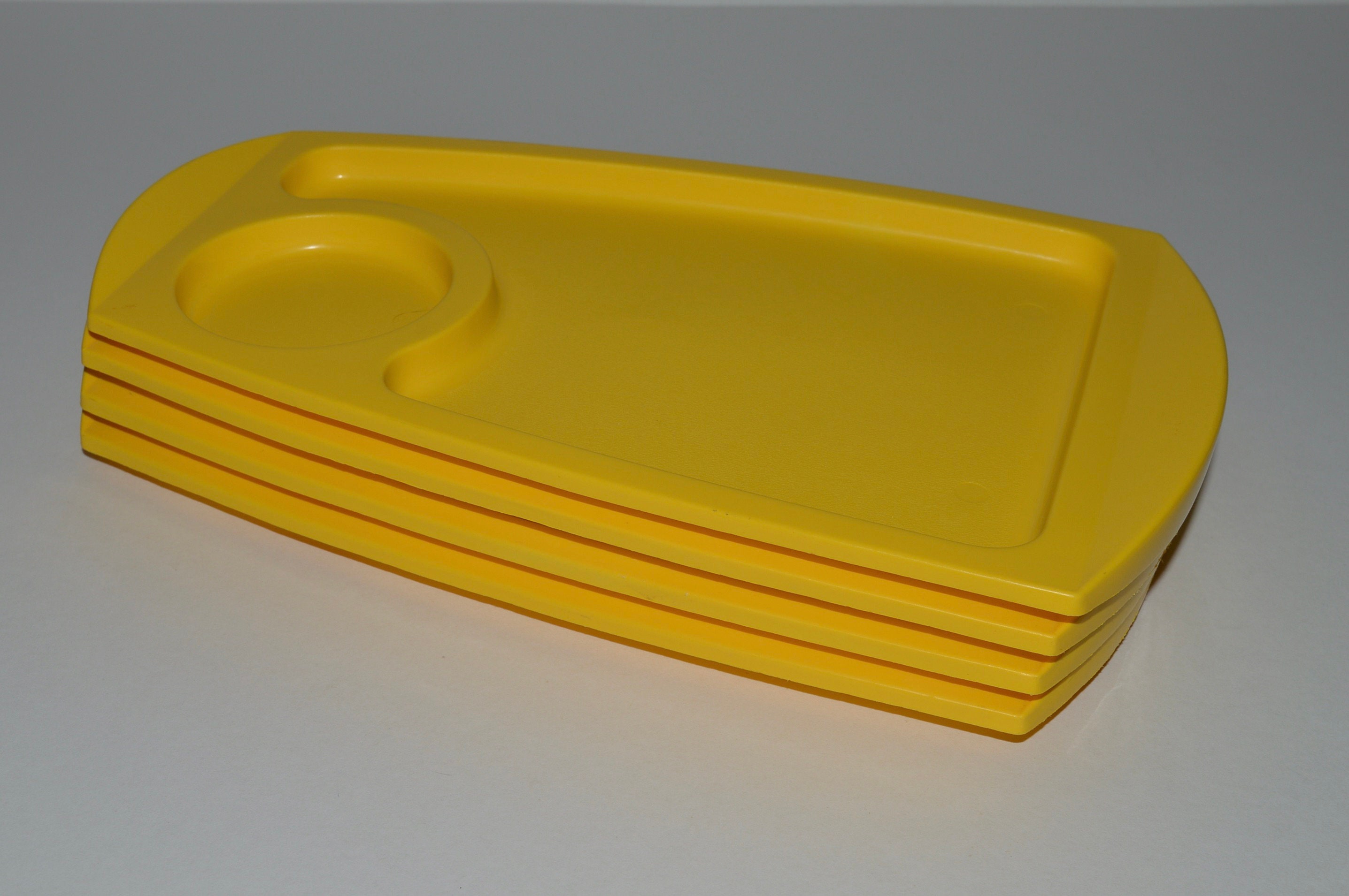 2 Vintage Tupperware Model Number 1436 in Brown and Yellow Made in Belgium,  Retro Kitchen Storage Accessory France, Picnic Basket Container