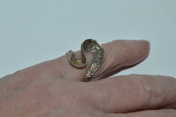 Sterling Modernist Ring, Mid Century Modern Silve… - image 3