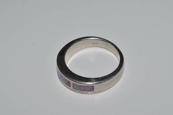 Opal Inlay Multi Stone Silver Ring, Opal Modernis… - image 4
