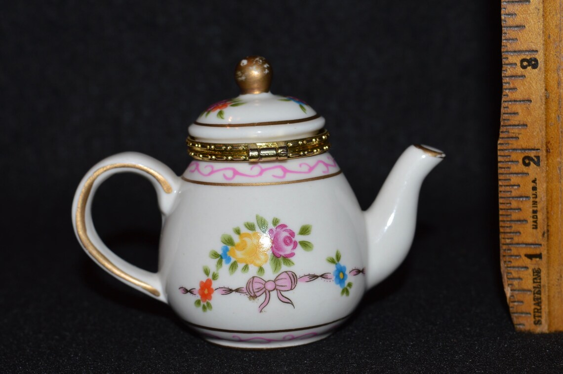 Teapot Trinket Box Porcelain Hinged Box Teapot PHB Etsy
