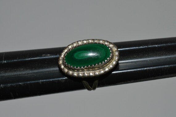 Sterling Malachite Ring, Chunky Silver Ring w Gre… - image 10