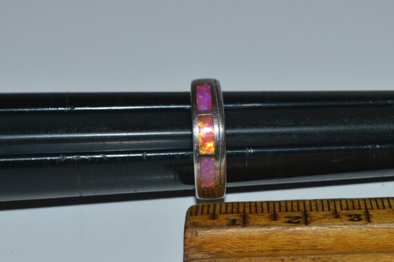 Opal Inlay Multi Stone Silver Ring, Opal Modernis… - image 9