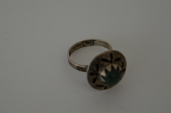 Taxco Mexico Ring, Mexico Sterling Silver, Green … - image 3