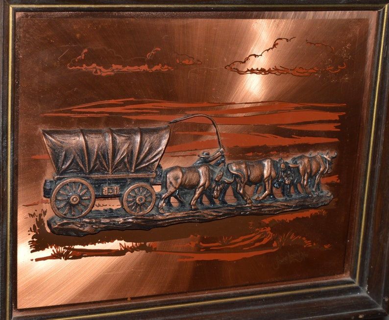 John Louw Covered Wagon Copper Art 1970s 3D Copper Wall Art Etsy
