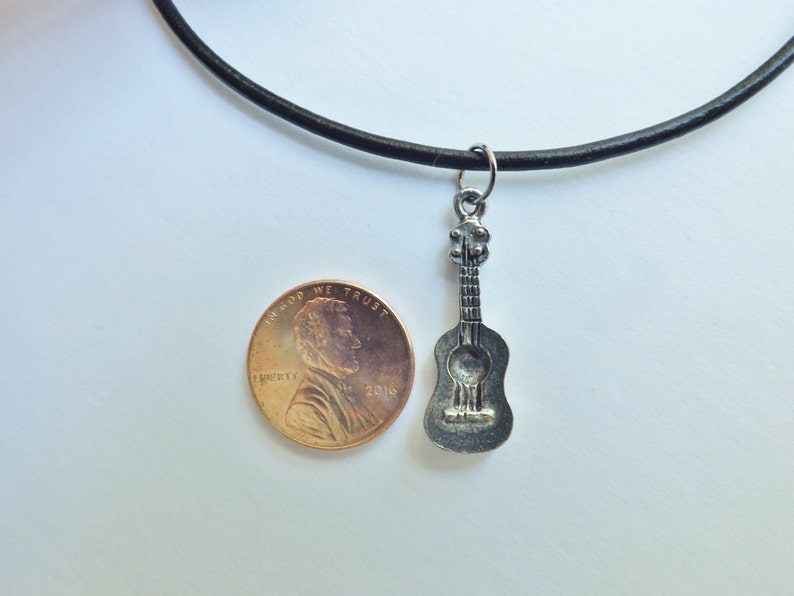 Ukulele Charm Necklace Silver Pewter Black Leather or Chain Usamade Etsy