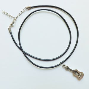Ukulele Charm Necklace silver pewter black leather or chain USA-made