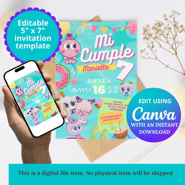 Invitación cumpleaños KSI MERITOS edita fácil en CANVA comparte o imprime, descarga instantánea