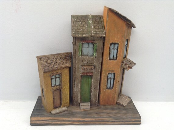 miniature wooden houses