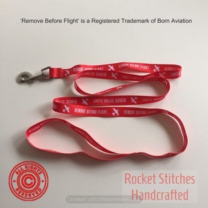 Remove Before Flight Dog Leash. Red Printed Pilot Gift. Dogs Who Fly. 6’ Six Foot leash with sturdy hook