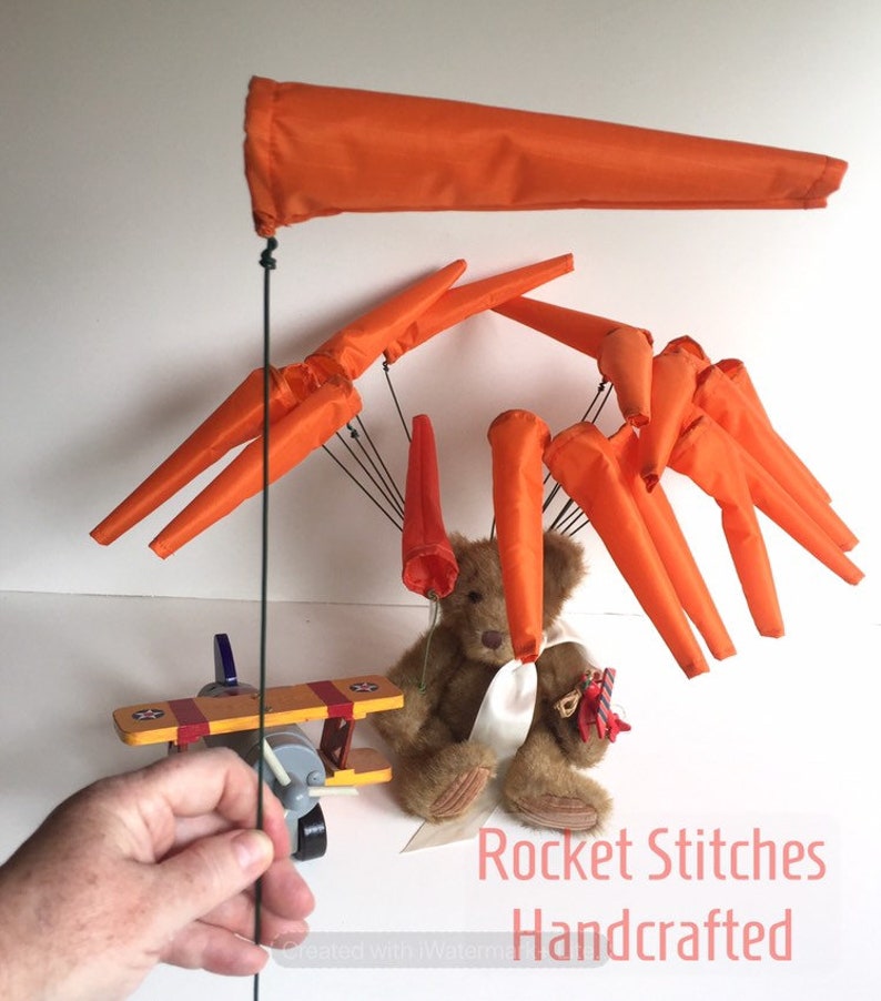 Back in stock Windsocks for your mini airport. Aviation/airplane/drone. Pilot gift. Flying wind sock. Solid Orange wind direction image 5