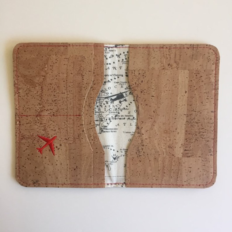 Wrap your passport in this durable cork case Natural Cork Passport Travel Wallet Embroidered Compass Rose with credit card pockets