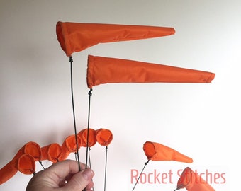 Back in stock! Windsocks for your mini airport. Aviation/airplane/drone. Pilot gift. Flying wind sock. Solid Orange wind direction