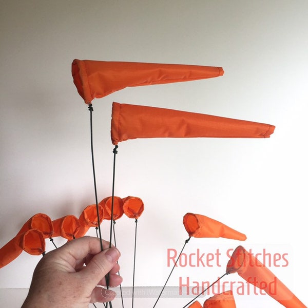 Back in stock! Windsocks for your mini airport. Aviation/airplane/drone. Pilot gift. Flying wind sock. Solid Orange wind direction